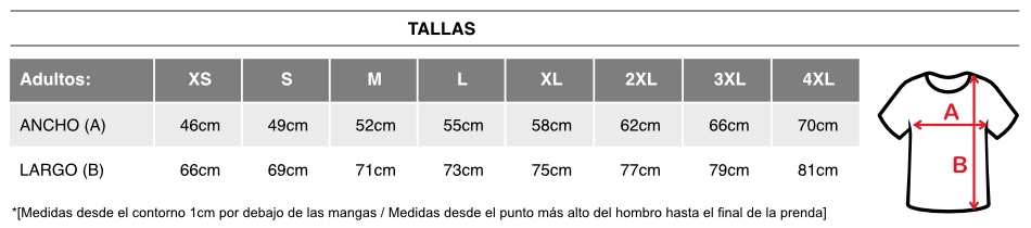 Tallaje camisetas